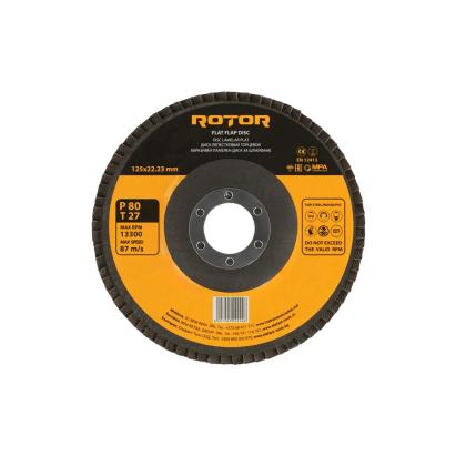Disc lamelar plat Rotor 125 mm, prindere 22,23 mm, P80 T27 pentru metal/inox