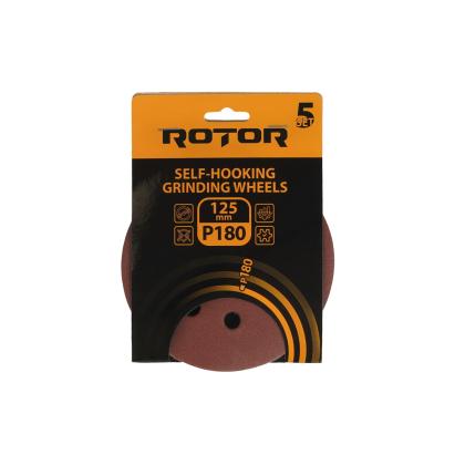 Discuri abrazive ROTOR 125 mm P180 cu prindere Velcro, set 5 bucăți