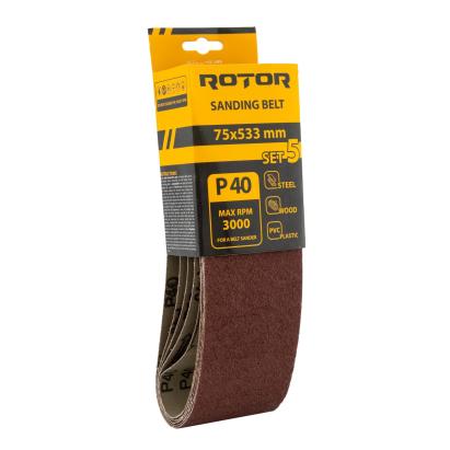 Set 5 benzi de șlefuit Rotor P40, 75x533 mm, pentru șlefuitor cu bandă