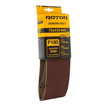 Set 5 benzi de șlefuit ROTOR P180, 75x533 mm, pentru finisare fină