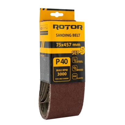 Bandă de șlefuit ROTOR P40 75x457 mm (set 5) pentru lemn, metal și plastic