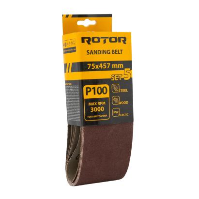 Benzi de șlefuit ROTOR P100 75x457 mm, set 5, oxid de aluminiu