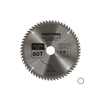 Disc circular pentru tăiat lemn ROTOR 210 mm, 60 dinți, 30/25,4 cu adaptor