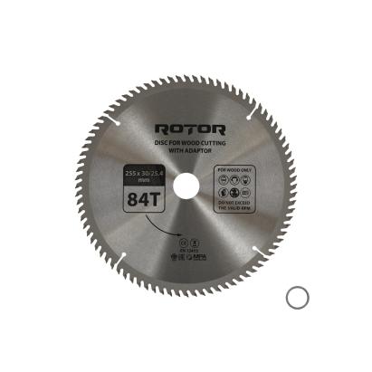 Disc circular pentru lemn ROTOR 255 mm, 84T, TCT, cu adaptor 30/25,4 mm