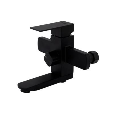 Baterie cadă Flow Kub Black din inox SUS 304, negru mat, cu pară de duș