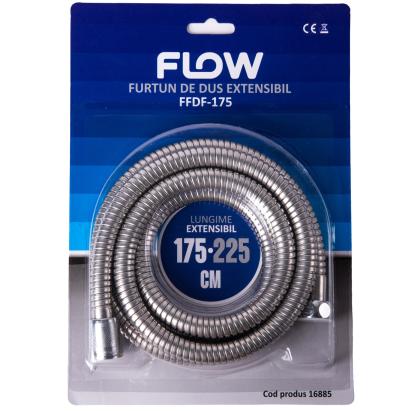Furtun de duș extensibil Flow FFDF-175, 175–225 cm, inox cromat