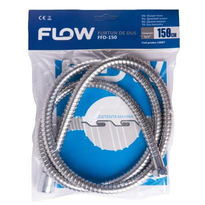 Furtun de duș Flow FFD-150, 150 cm, inox cromat, conexiune standard 1/2"