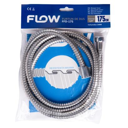 Furtun de duș Flow FFD-175, 175 cm, inox cromat, conexiune standard 1/2"