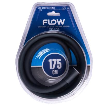 Furtun de dus din silicon negru 175 cm Flow, flexibil si usor de curatat