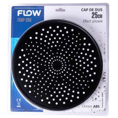 Cap de duș tip ploaie Flow FCDP-25C, 25 cm, ABS cromat, jet uniform