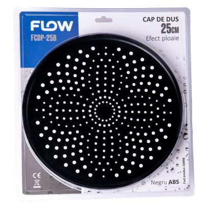 Cap de dus tip ploaie 25 cm negru din ABS, Flow FCDP-25B