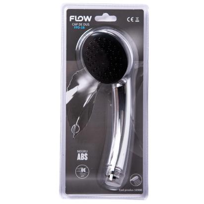 Cap de duș negru din ABS Flow FPD-1B, racord standard 1/2"