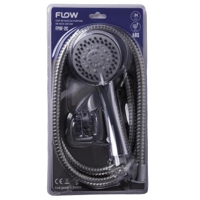 Set cap de duș cu furtun inox 150 cm, crom, Flow FPDF-2C