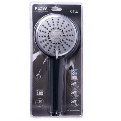 Cap de duș multifuncțional 3 în 1 Flow FPD-3B, negru mat, ABS