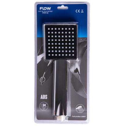 Cap de duș pătrat Flow FPDF-4C, crom, ABS rezistent, filet 1/2"