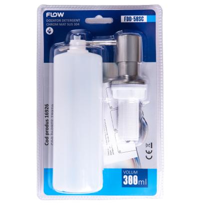 Dozator detergent pentru chiuvetă Flow FDD-50SC, 300 ml, crom mat