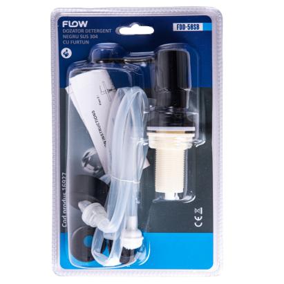 Dozator detergent negru pentru blat, SUS 304, cu furtun de alimentare Flow FDD-50SB