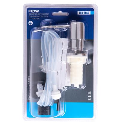 Dozator detergent pentru chiuvetă cu furtun, inox 304 crom mat, Flow FDD-50SC