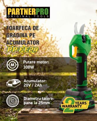 Foarfecă electrică pe acumulator PartnerPro PP-FE2A 20V 2Ah, Brushless, tăiere 25 mm