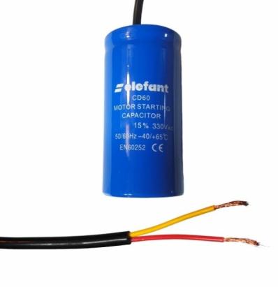 Condensator de pornire motor CD60 1000µF 330V cu fire Elefant, 50x100 mm