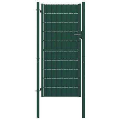 Poartă de gard din PVC și oțel, verde, 100x124 cm GartenMobel Dekor