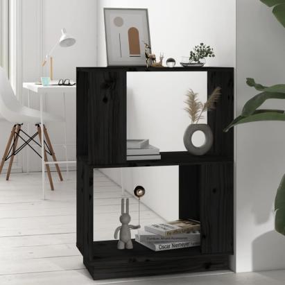 Bibliotecă/Separator cameră negru 51x25x70 cm lemn masiv de pin GartenMobel Dekor