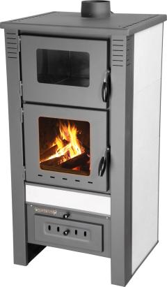Soba ceramică TAURUS albă 12 kW cu cuptor, evacuare 120 mm