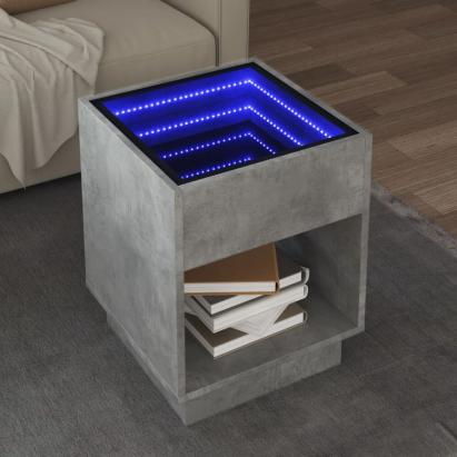 Măsuță de cafea cu LED infinity, gri beton, 40x40x50 cm GartenMobel Dekor