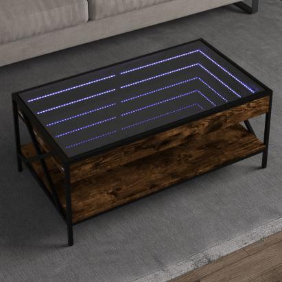 Măsuță de cafea cu LED infinity, stejar fumuriu, 90x50x38 cm GartenMobel Dekor
