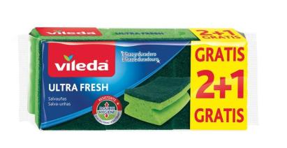 Bureți de vase Vileda Ultra Fresh antibacterieni, set 2+1 gratis