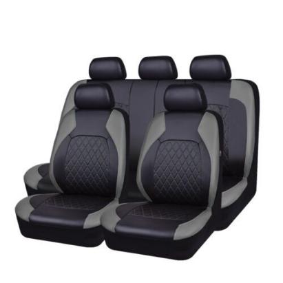 Set Huse Scaune Auto RoGroup Roma, piele ecologica, cu fermoare pentru bancheta rabatabila, 9 Bucati, culoare gri cu negru Automobile ProTravel