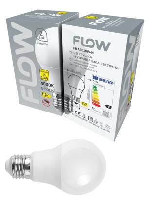 Bec LED A60 10W, E27, 4000K – Lumină neutră FLOW FBLA6010W-N