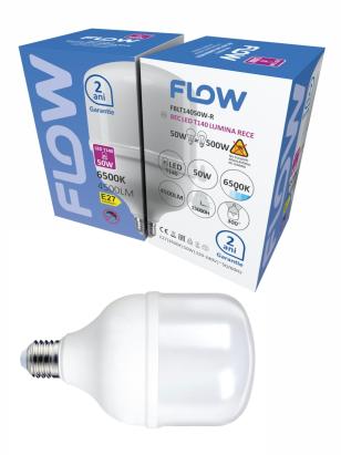 Bec LED T140 50W, E27, 6500K – Lumină rece FLOW FBLT14050W-R
