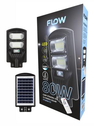 Corp stradal LED cu panou solar 80W 6500K FLOW – FPL80W-CS