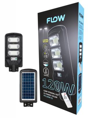 Corp stradal LED cu panou solar 120W 6500K FLOW – FPL120W-CS