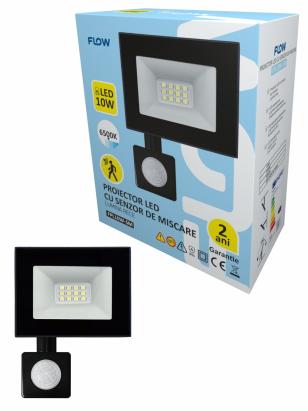 PROIECTOR LED CU SENZOR DE MIȘCARE 10W 6500K LUMINĂ RECE FLOW FPL10W-SM