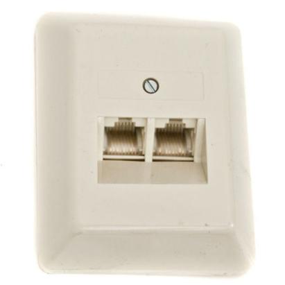 Priză ISDN dublă 8P4C pentru montaj aparent, albă, cu 2 porturi