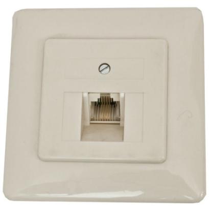 Priză ISDN 8P4C îngropată, albă, pentru conexiuni telecom în perete