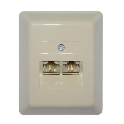 Priză telefon dublă 8P4C (RJ11), montaj îngropat, culoare crem