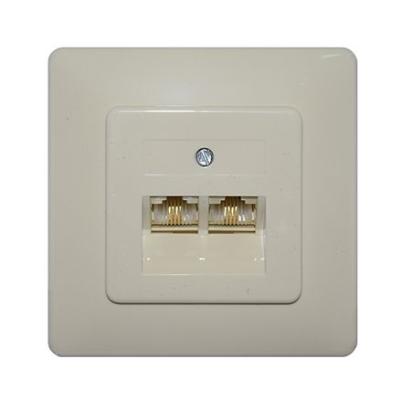 Priză telefon dublă UTP 8P4C (RJ11), montaj încastrat, alb
