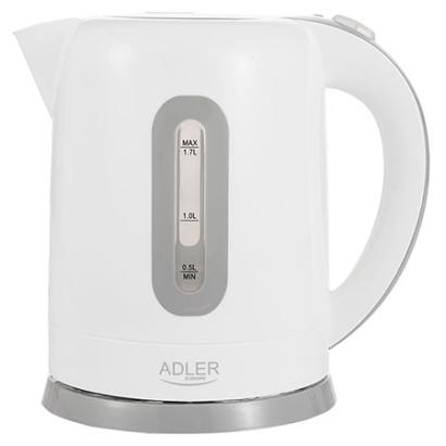 Fierbător electric Adler 1,7L, 2200W, alb, cu oprire automată