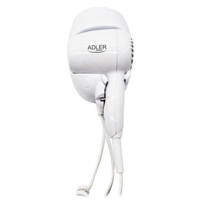 Uscător de păr hotelier de perete Adler 1600W, alb, cu oprire automată