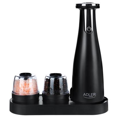 Set râșniță electrică sare și piper Adler AD 4449B, 3 recipiente, USB