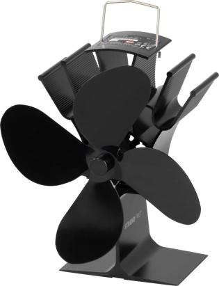 Ventilátor Strend Pro, krbový, stojanový, poháňaný teplom, 4-lopatkový, čierny