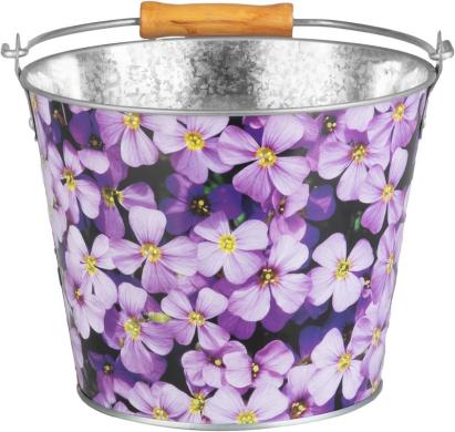 Găleată metalică Strend Pro 5 L cu imprimeu floral/fructe și mâner din lemn