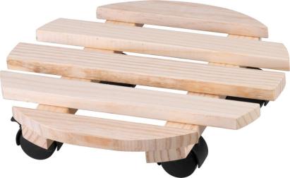 Suport rotund din lemn pentru ghiveci cu roti Strend Pro, 30 cm, max. 50 kg