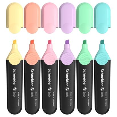 Set de 6 evidențiatoare pastel Schneider pentru școală și birou