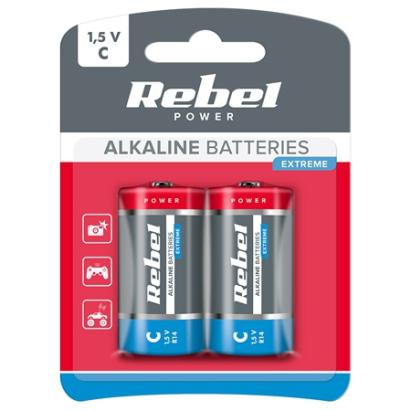 Baterii alcaline Rebel Extreme R14 (C) 1.5V, set 2 bucăți