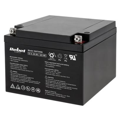 Acumulator staționar AGM VRLA Rebel 12V 24Ah pentru UPS și backup