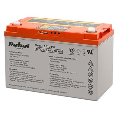 Acumulator GEL deep cycle 12V 100Ah cu afișaj digital, USB și protecții